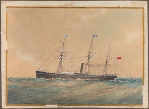 Schroefstoomschip met Satsuma-vlag, waarschijnlijk 