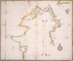 Zee kaart van de noordkust van Ierland, ca. 1600 door Unknown artist