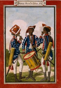 Sepoy trommels en fluitspelers door Unknown artist
