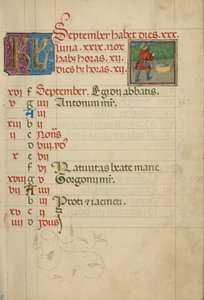 September Kalenderblad; Druiven oogsten door Unknown artist
