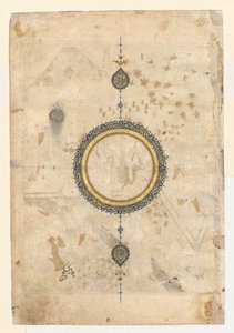 Shamsa (recto) van rechter folio van een dubbelpagina frontispice van een Shahnama (Boek der Koningen) van Firdausi (940–1019 of 1025) door Unknown artist