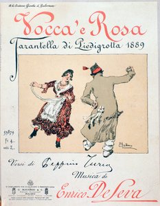 Bladmuziekomslag van de tarantella Vocca e Rosa door Enrico de Leva door Unknown artist