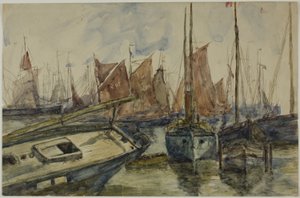 Schepen in de Haven door Unknown artist