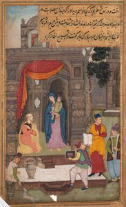 Simeon Knielt voor Maria en Jezus na hen te hebben Herkend, uit een Spiegel van Heiligheid (Mir’at al-quds) van Vader Jerome Xavier door Unknown artist
