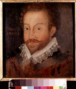 Sir Francis Drake, naar een gravure toegeschreven aan Jodocus Hondius, ca. 1583