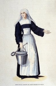 Zuster van de Liefdadigheid van Sint Vincentius a Paulo. Gravure uit een album over religieuze orden, Parijs