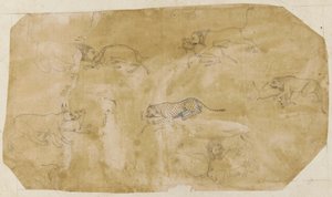 Zes Groepen Vechtende Dieren door Unknown artist