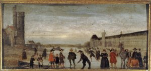 Schaatsers op de Seine in 1608 door Unknown artist
