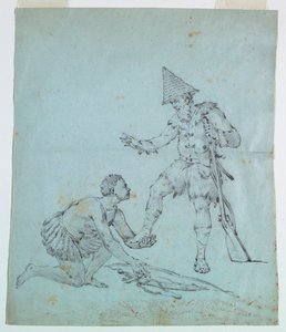 Schets voor een katoenprint: Robinson Crusoe