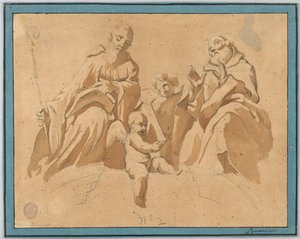 Schets voor een muurschildering: Twee heilige monniken door Unknown artist