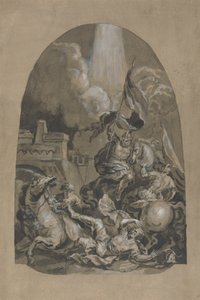 Schets voor het olieverfschilderij "De bekering van St. Paulus" door Unknown artist