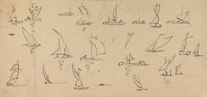 Schets van boten door Unknown artist