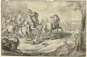 Soldaten in gevecht door Unknown artist