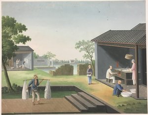 Doek spinnen, theebladeren voorbereiden, zijde voorbereiden door Unknown artist