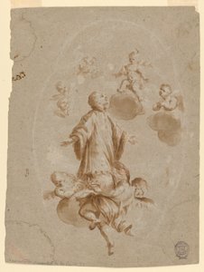 St. Aloysius Gonzaga wordt ontvangen in de Hemel door het Christuskind door Unknown artist