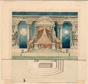 Toneelontwerp, Altaar in Egyptische Tempel door Unknown artist