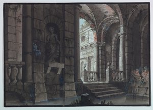Toneelontwerp, Antieke Ruïnes, Interieur door Unknown artist