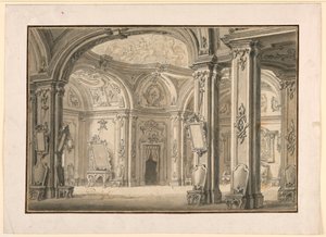 Toneelontwerp: Galerij in een paleis door Unknown artist