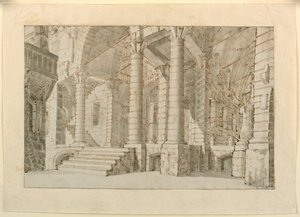 Toneelontwerp, interieur van gevangenis door Unknown artist