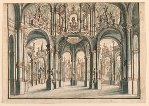 Toneelontwerp, open paleishof door Unknown artist