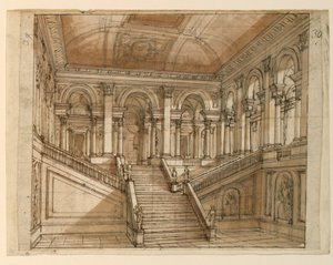 Toneelontwerp, paleisinterieur door Unknown artist