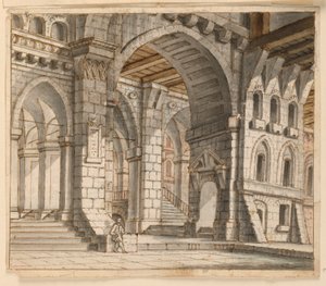 Toneelontwerp, Paleisinterieur door Unknown artist