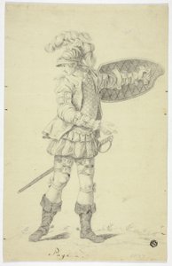 Staande Page met Schild en Zwaard door Unknown artist