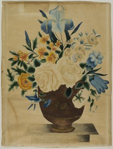 Stilleven met bloemstuk in pot door Unknown artist