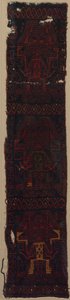 Textiel Fragment met Drie Frontale Goden en Vlechtwerkpatroon door Unknown artist