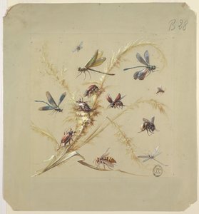 Textiel- of behangontwerp: insecten door Unknown artist