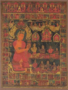 Thangka met Bejeweled Boeddha Predikend door Unknown artist