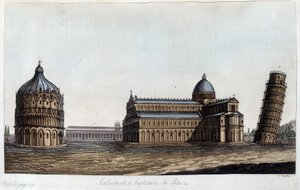 De Baptisterium, de Dom en de Toren van Pisa, Italië door Unknown artist