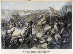 De Slag bij Fleurus (België 1794) volgens het schilderij van Mauzaisse (Musée de Versailles). Illustratie van de "Petit Journal" van 1892. door Unknown artist