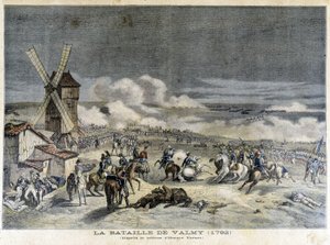 De Slag bij Valmy (1792), volgens het schilderij van Horace Vernet. Illustratie van het "Petity Journal" van 1892 door Unknown artist