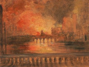 De brand van de huizen van het parlement door Unknown artist