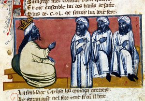 De kalief van Spanje. Handschrift uit de 14e eeuw. Bibl. Marciana, Venetië door Unknown artist