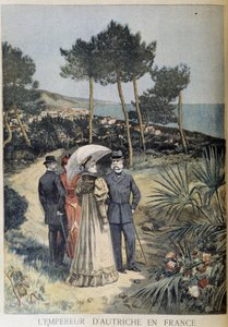 De keizer van Oostenrijk in Frankrijk (Bezoek van het keizerlijk paar Frans Jozef en Elisabeth van Oostenrijk (Sissi) aan de Franse Rivièra) - in Le Petite Journal van 19/03/1894 door Unknown artist
