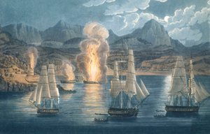 De Engelsen vernietigen Franse schepen in de Baai van Sagone, Corsica op 30 april 1811