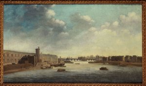 De Grande Galerie du Louvre, met de Porte Neuve, Pont-Neuf, Cité, Tour de Nesle en Quai Malaquais, circa 1640, tussen 1635 en 1645 door Unknown artist