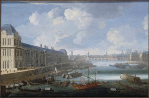 De Grande Galerie van het Louvre, de Pont-Neuf, de Cité, het Collège des Quatres-Nations, ca. 1670