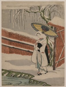 De Reigermaagd die onder een wilgenboom staat door Unknown artist