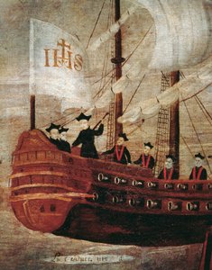 De Jezuïeten arriveren per schip voor de kust van Nieuw Granada door Unknown artist