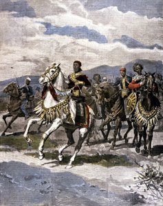 De koning van Ethiopië Menelik II. Illustratie van de Italiaanse pers. door Unknown artist