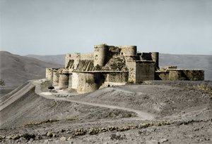 Het Krak des Ridders kasteel fort daterend uit de periode van de Kruistochten is gelegen in het westen van Syrië, in 1930.