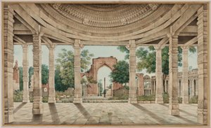 De Moskee van Delhi en de IJzeren Pilaar door Unknown artist