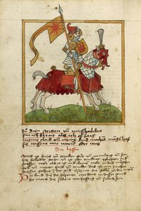 De planeet Mars als een gepantserde ridder te paard door Unknown artist