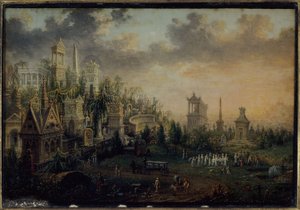 De Père-Lachaise begraafplaats, nu in het 20e arrondissement, in 1835 door Unknown artist