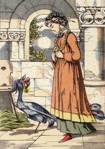 De Prinses en de Blauwe Vogel - illustratie van het sprookje 