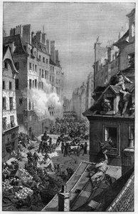 De Revolutie van 1830. Gevecht in de faubourg Saint-Antoine.