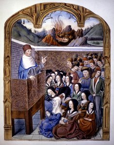 De preek: de 12 gevaren van de hel. 15e-eeuws manuscript door Unknown artist